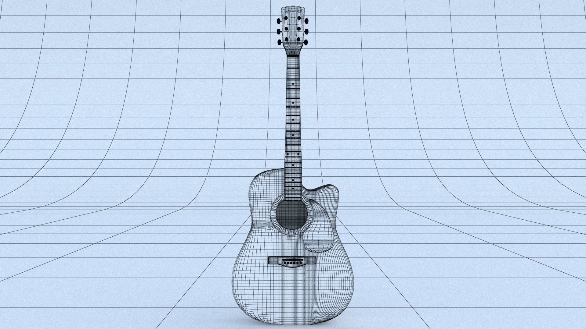 Acoustic Steel Strings guitar Game asset 3D model_9