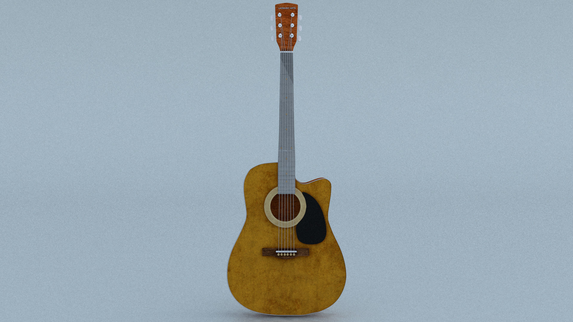 Acoustic Steel Strings guitar Game asset 3D model_1