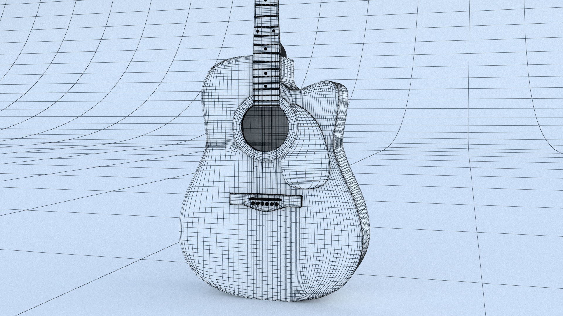 Acoustic Steel Strings guitar Game asset 3D model_10
