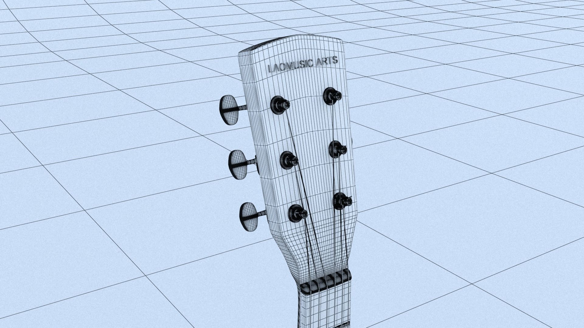 Acoustic Steel Strings guitar Game asset 3D model_11