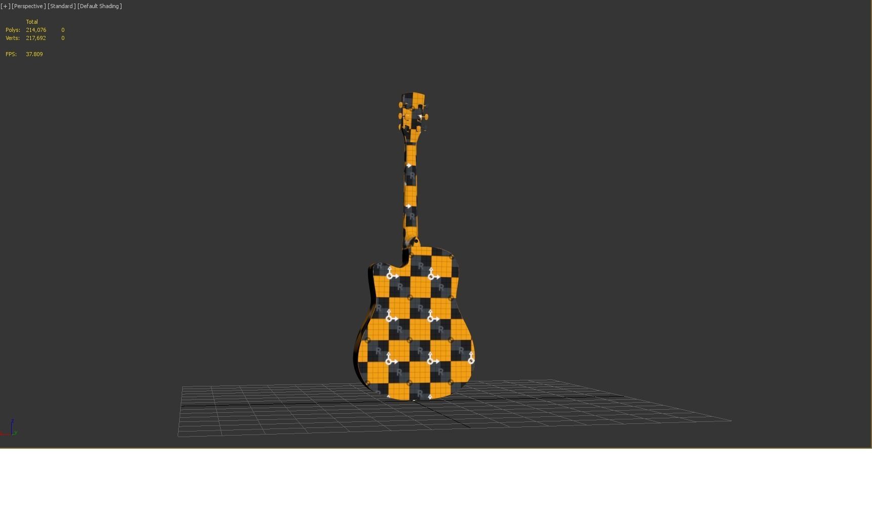 Acoustic Steel Strings guitar Game asset 3D model_7