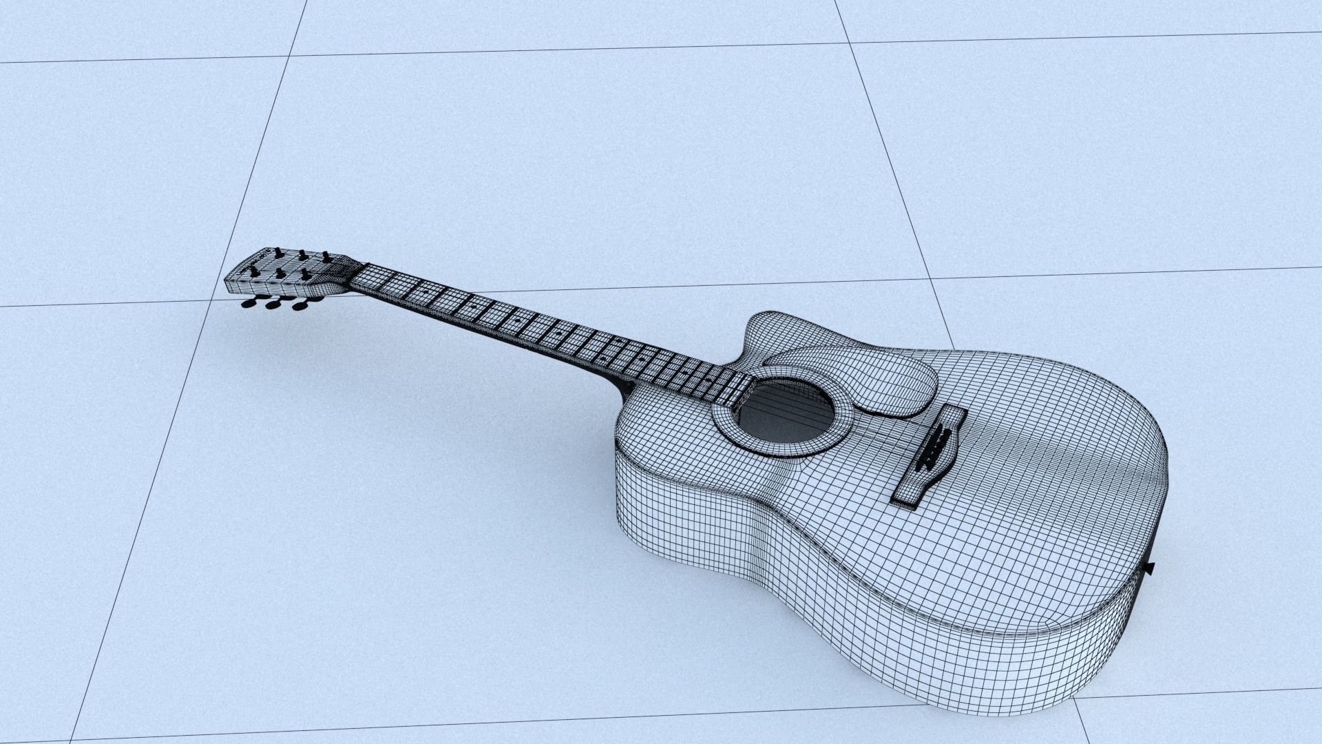 Acoustic Steel Strings guitar Game asset 3D model_8