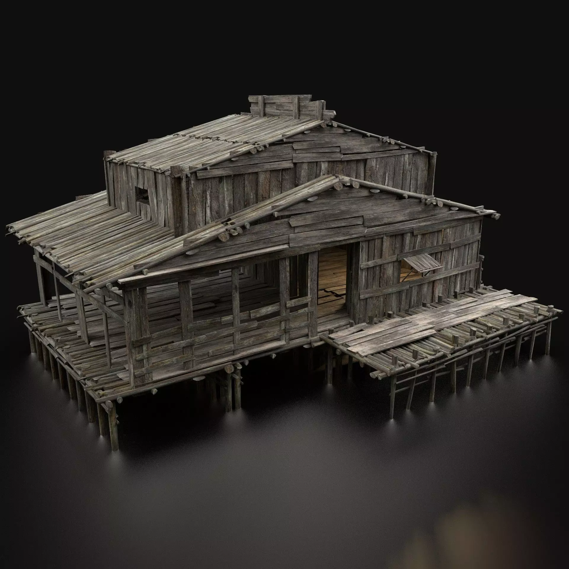 AAA SWAMP WETLAND FANTASY MEDIEVAL WOODEN HOUSE HUT TAVERN Low-poly 3D model_0