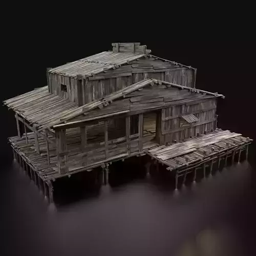 AAA SWAMP WETLAND FANTASY MEDIEVAL WOODEN HOUSE HUT TAVERN Low-poly 3D model