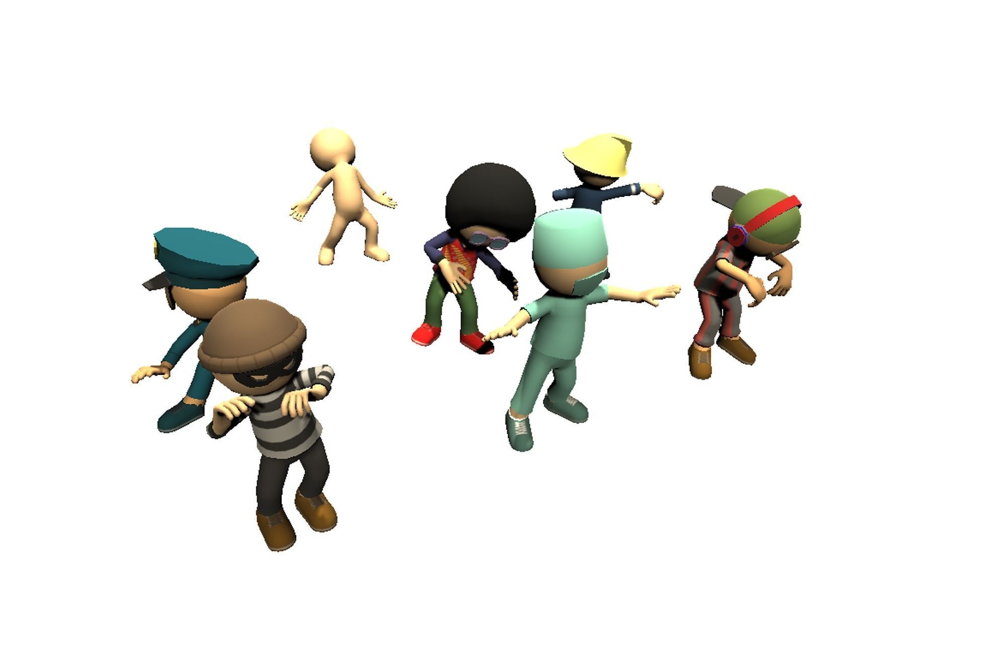 Hyper-Casual Characters Full Pack - 40 character Low-poly 3D model_3