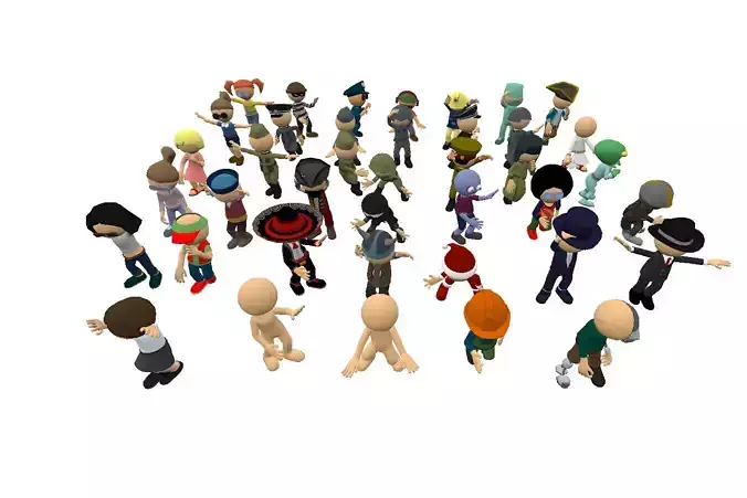 Hyper-Casual Characters Full Pack - 40 character Low-poly 3D model
