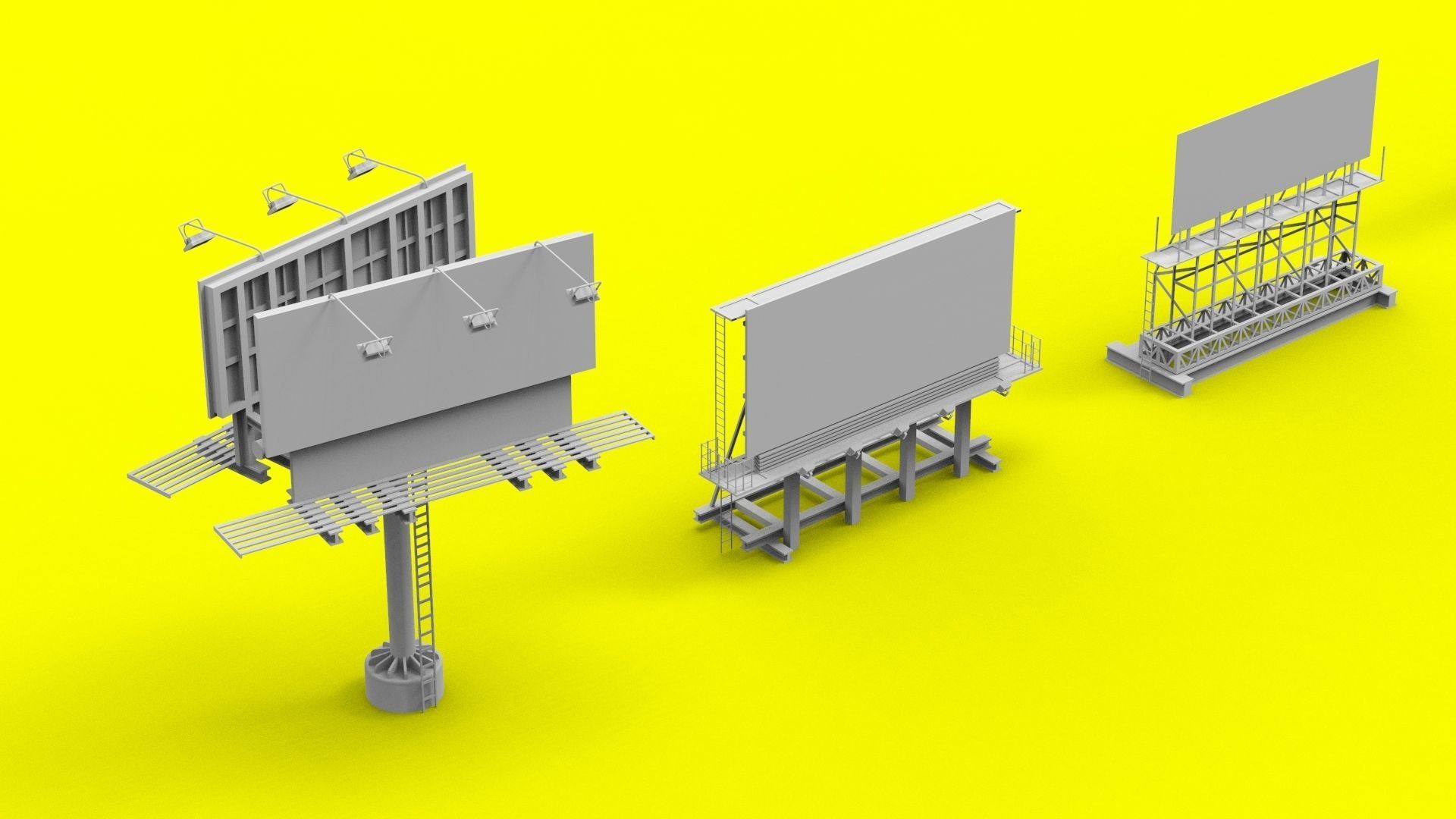 Billboards Collection billboard stand Low-poly 3D model_1