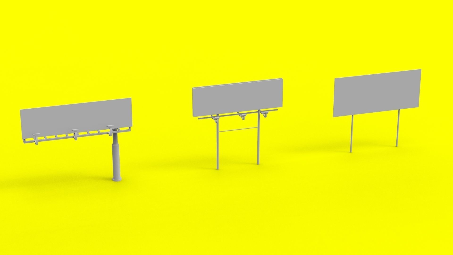 Billboards Collection billboard stand Low-poly 3D model_2