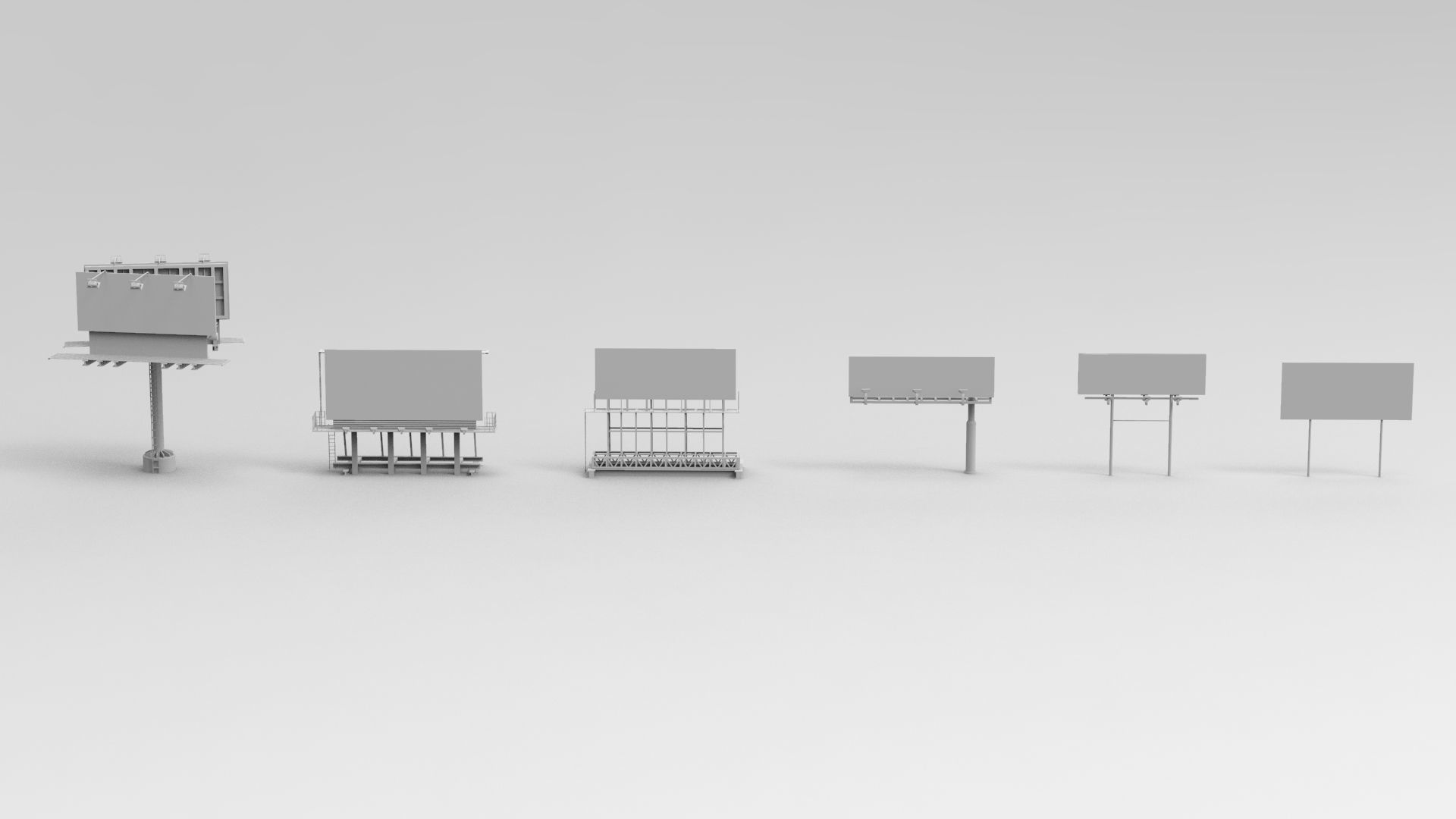 Billboards Collection billboard stand Low-poly 3D model_27