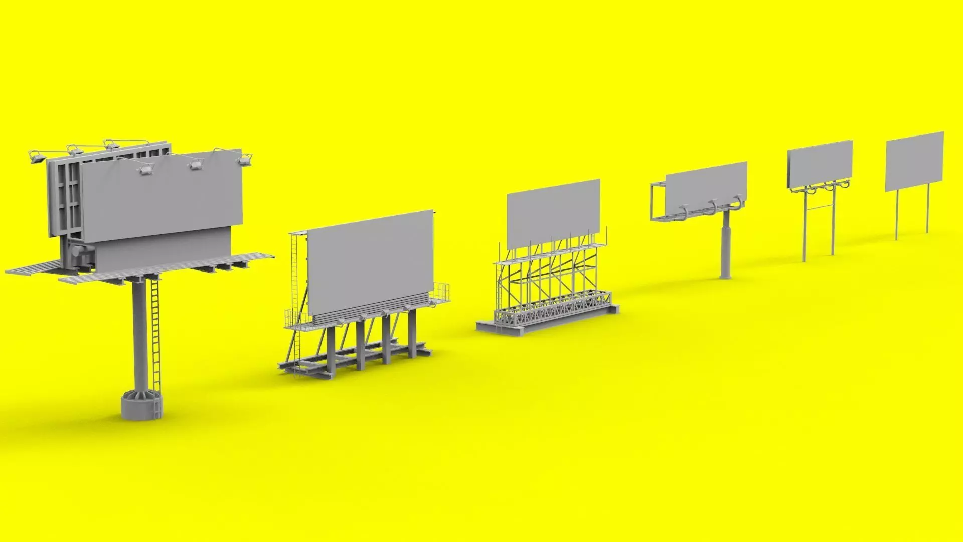 Billboards Collection billboard stand Low-poly 3D model_0