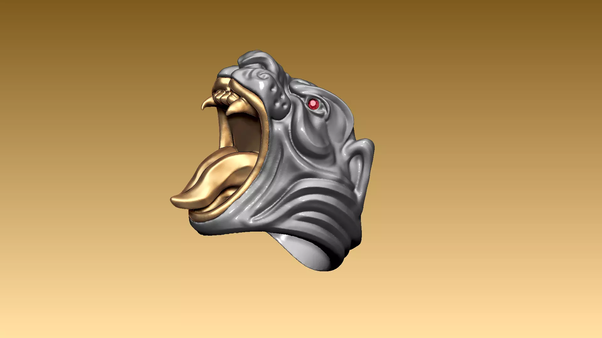 Panther ring 3D print model_0