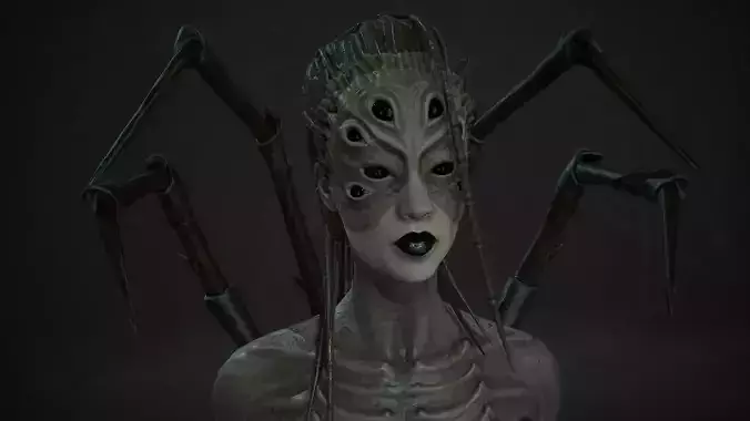 Spider woman monster Low-poly 3D model
