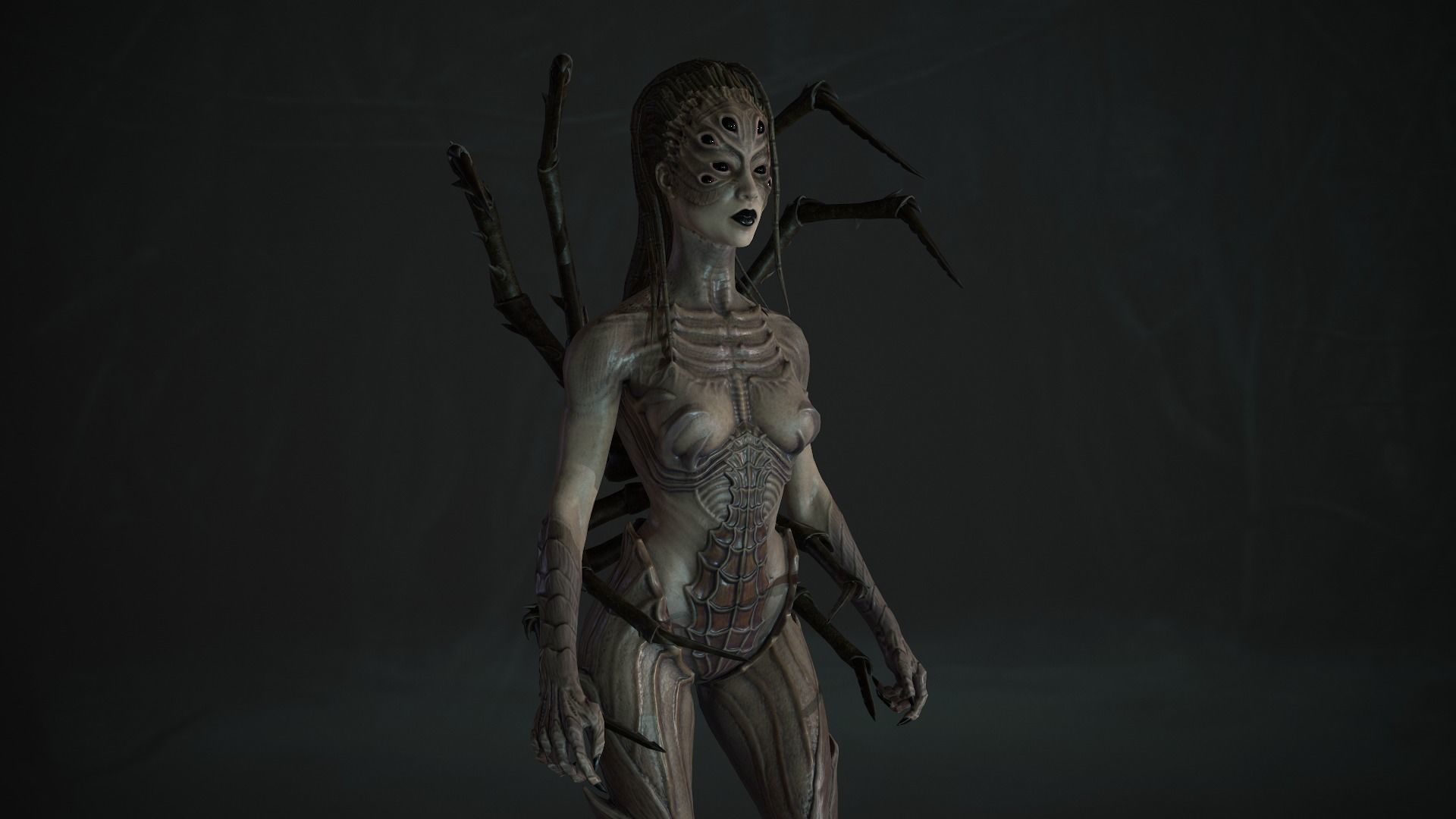 Spider woman monster Low-poly 3D model_6