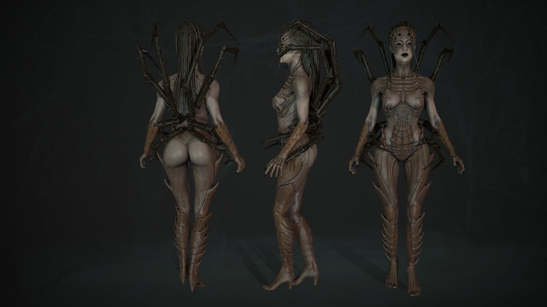 Spider woman monster Low-poly 3D model_10