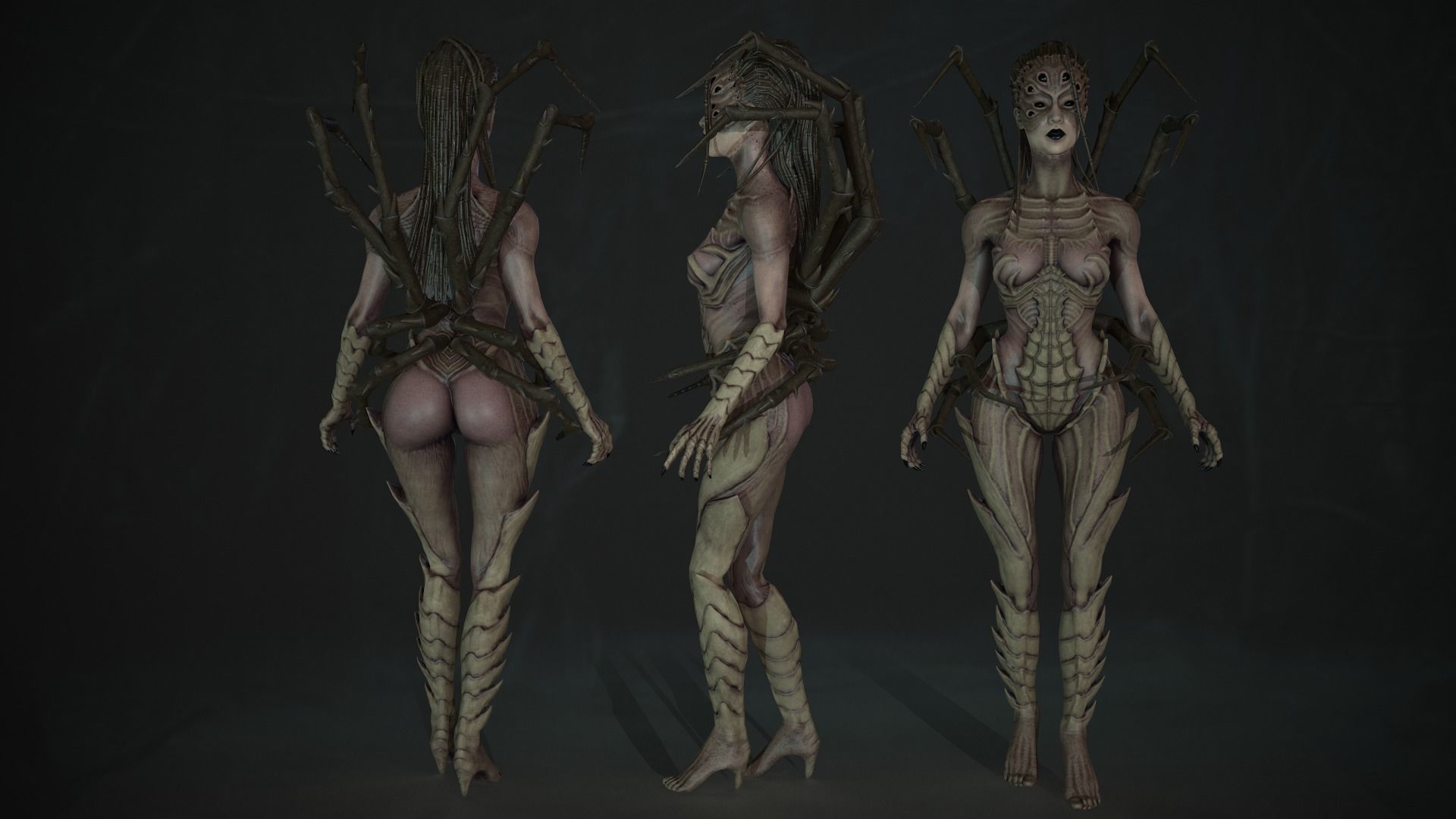 Spider woman monster Low-poly 3D model_9