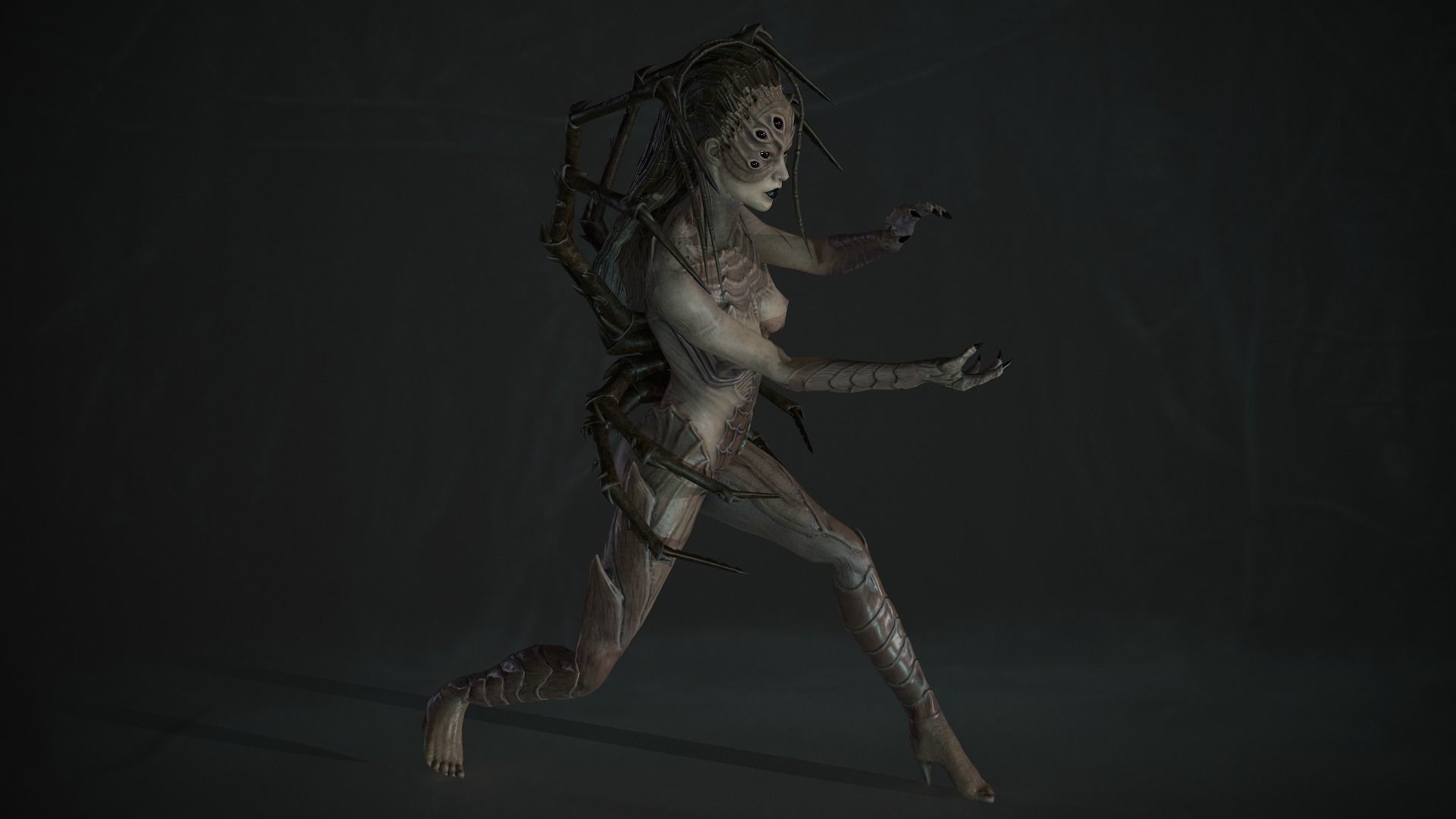 Spider woman monster Low-poly 3D model_5