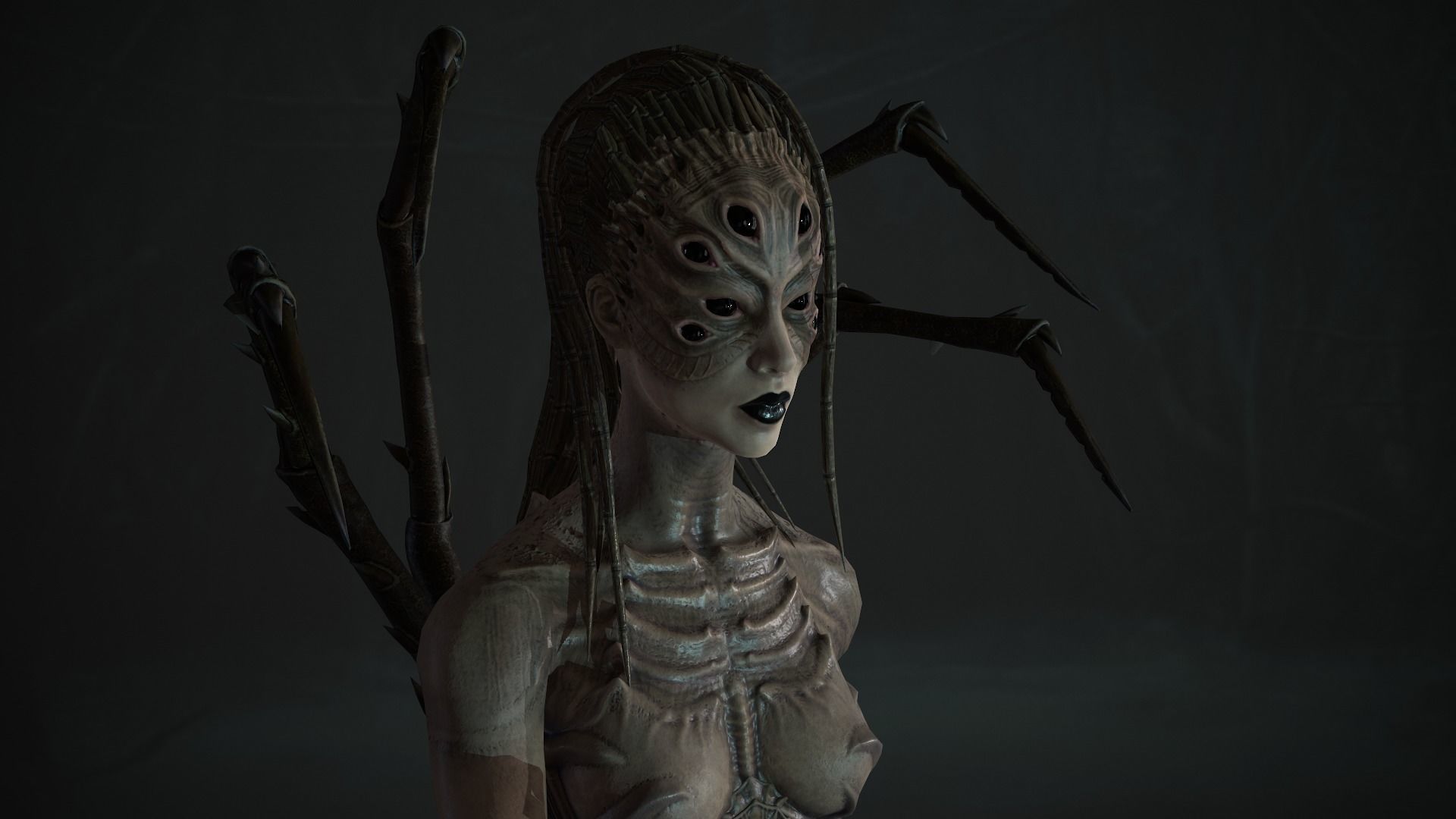 Spider woman monster Low-poly 3D model_7