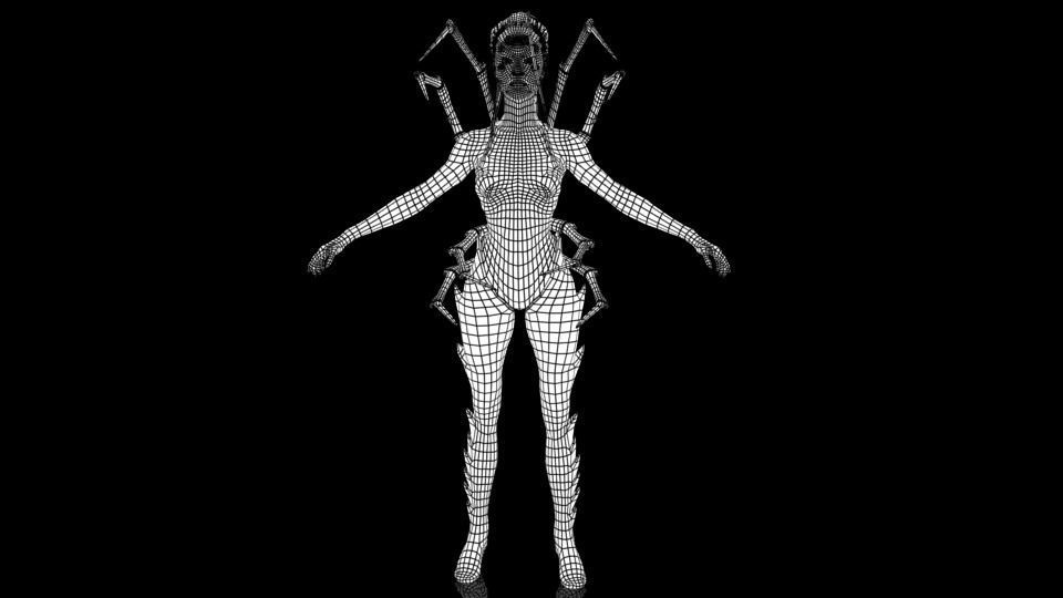 Spider woman monster Low-poly 3D model_11