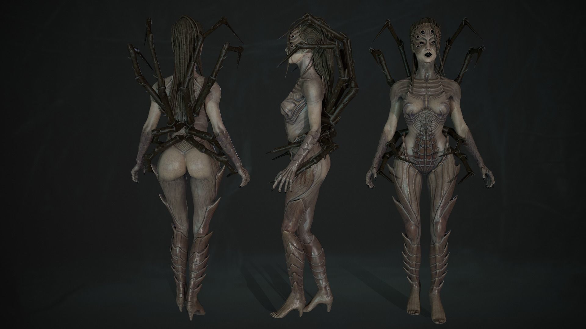 Spider woman monster Low-poly 3D model_8