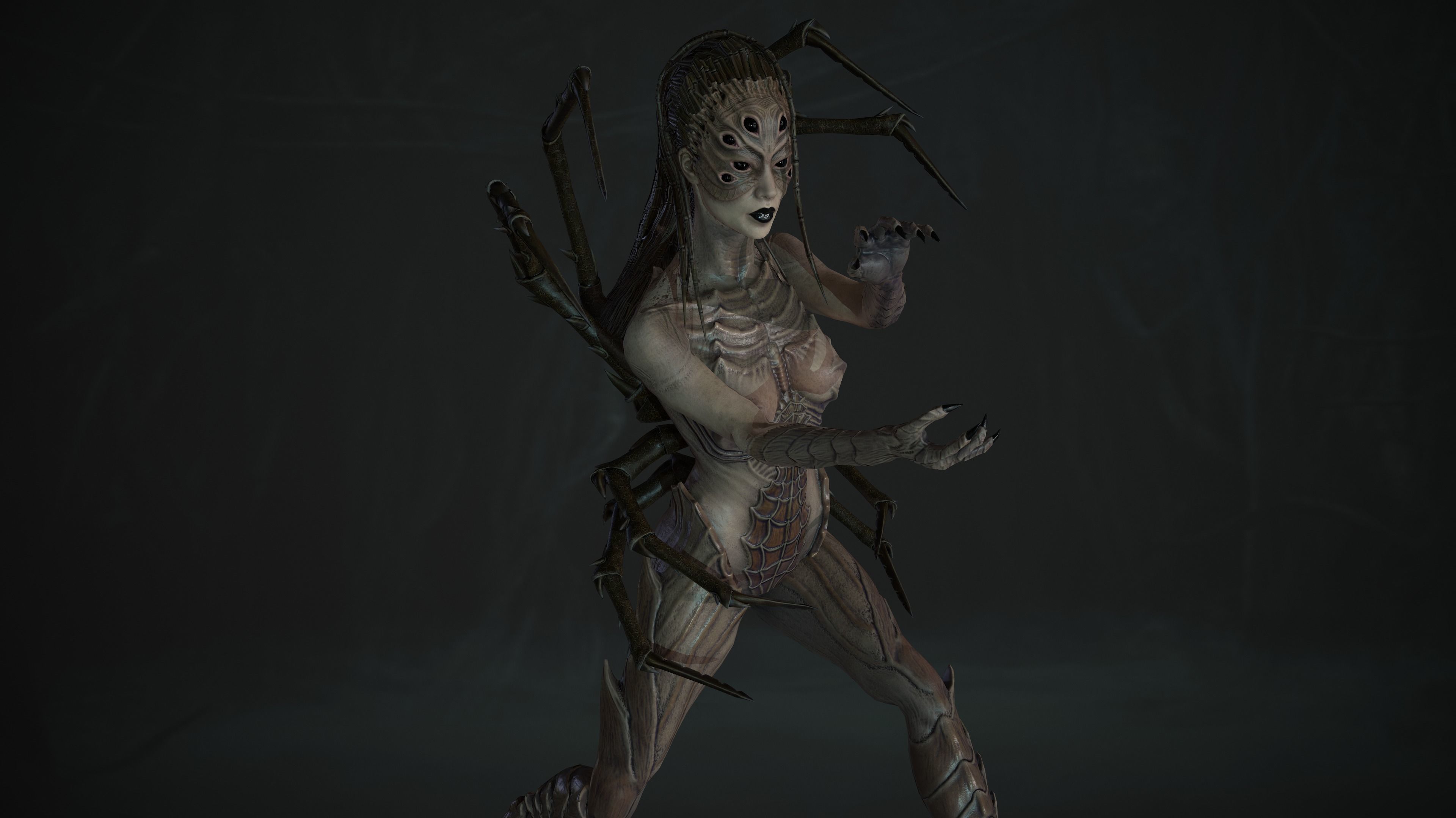 Spider woman monster Low-poly 3D model_3