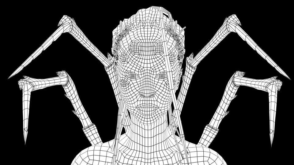 Spider woman monster Low-poly 3D model_12