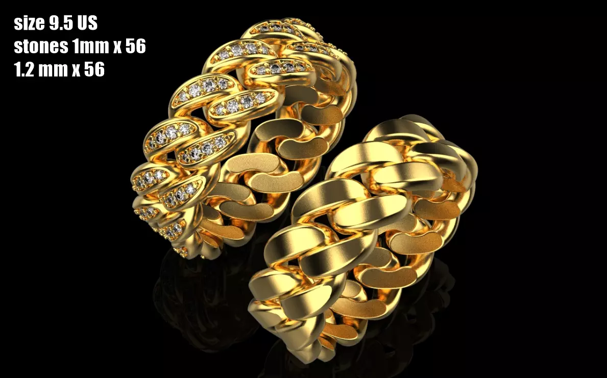 Cuban chain ring size 9 5 us 3D print model