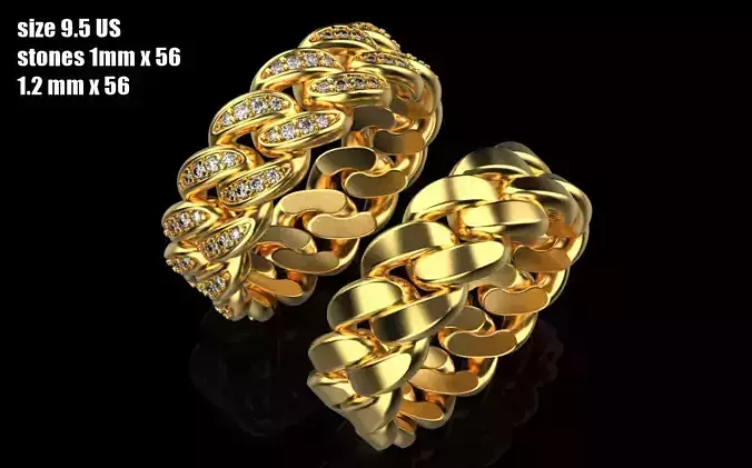 Cuban chain ring size 9 5 us 3D print model