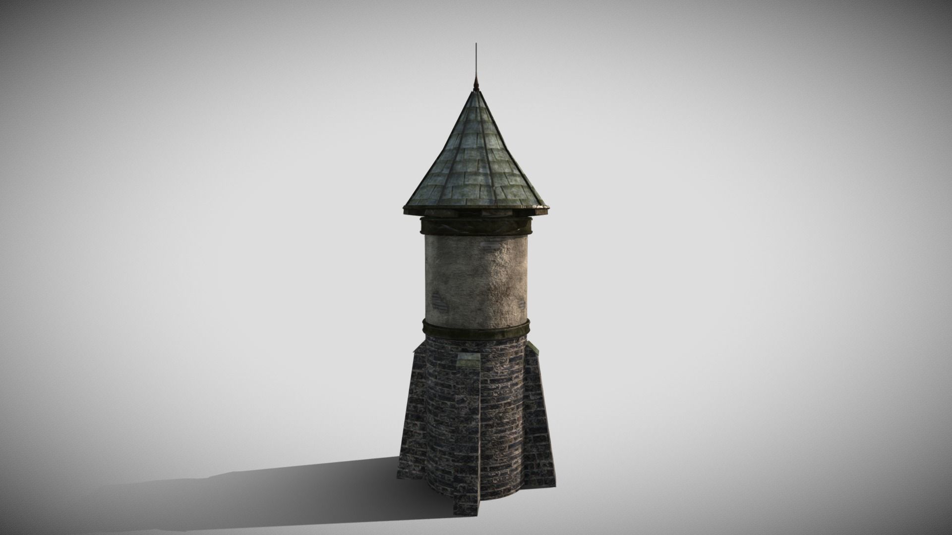 Medieval Tower Low-poly 3D model_1