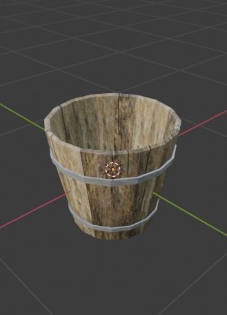 Balde de Madeira - Wooden Bucket Low-poly 3D model_4
