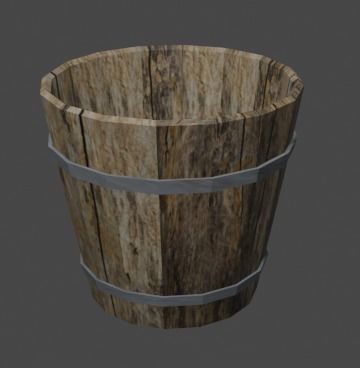 Balde de Madeira - Wooden Bucket Low-poly 3D model_0