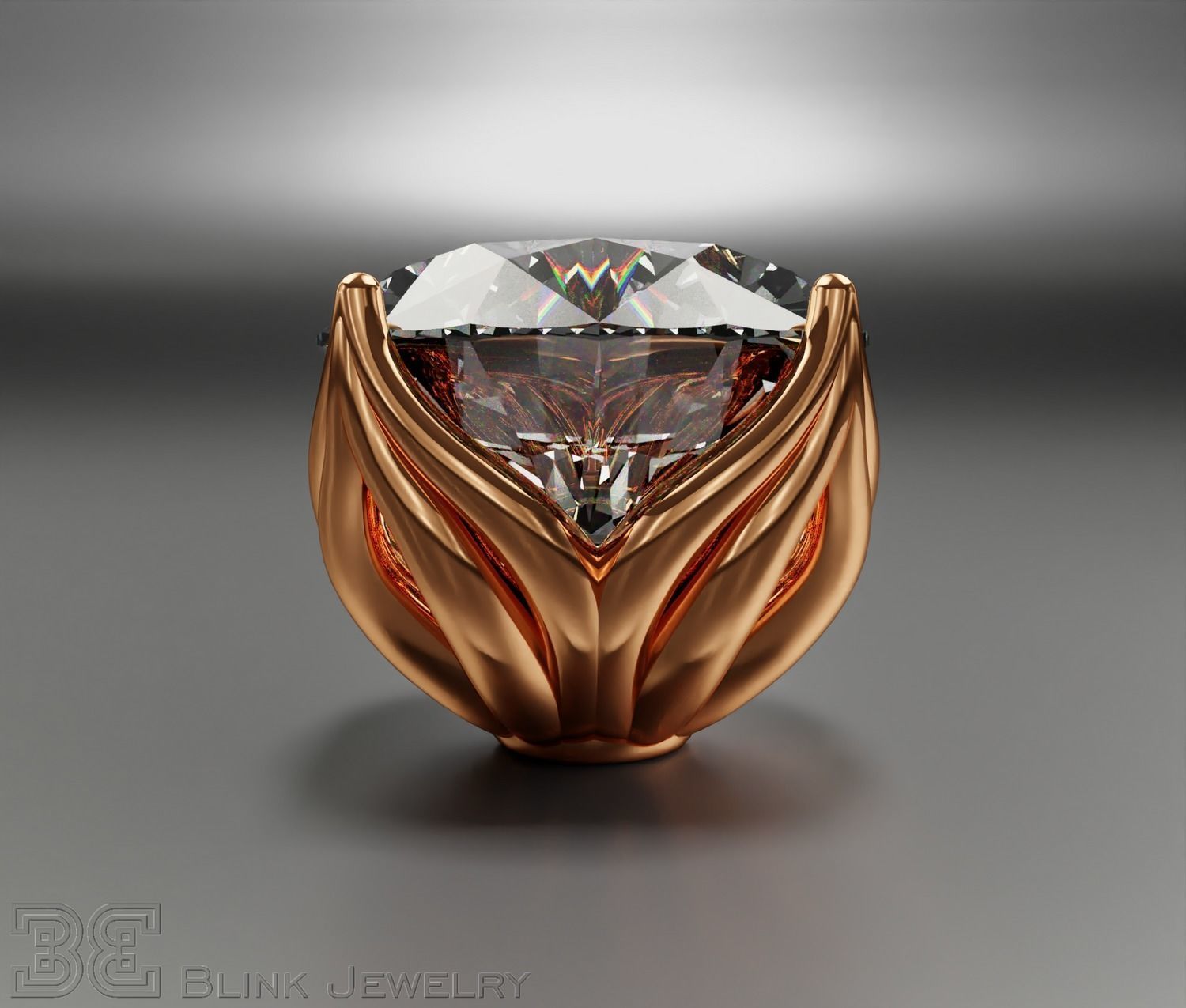 earring head lotus flower shape engagement stud ear ring package 3D print model_9