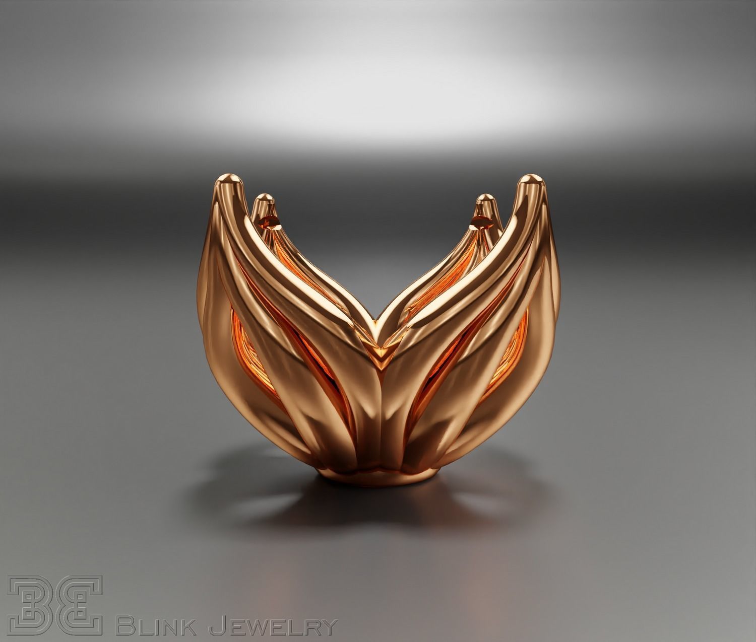 earring head lotus flower shape engagement stud ear ring package 3D print model_10