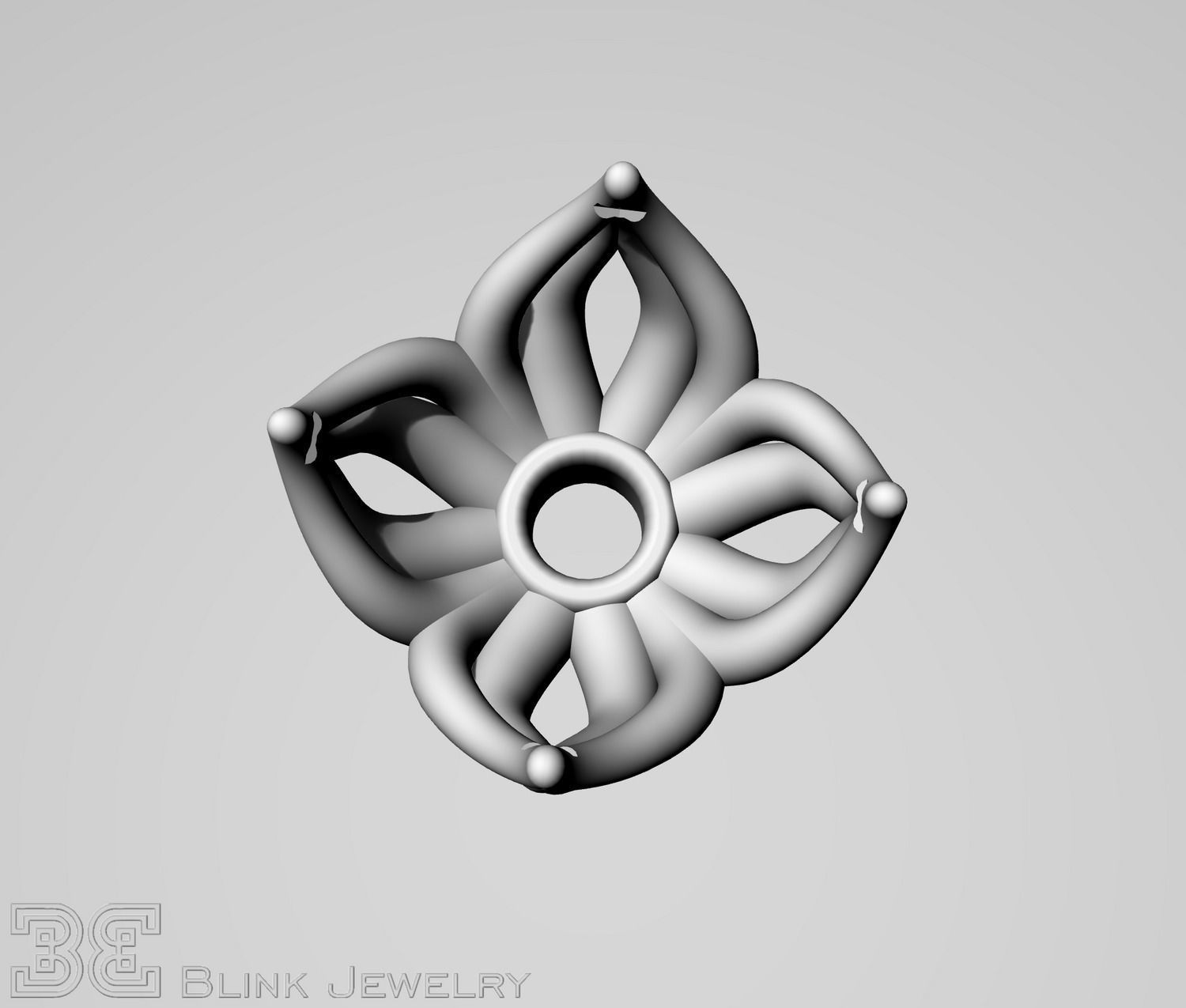 earring head lotus flower shape engagement stud ear ring package 3D print model_20