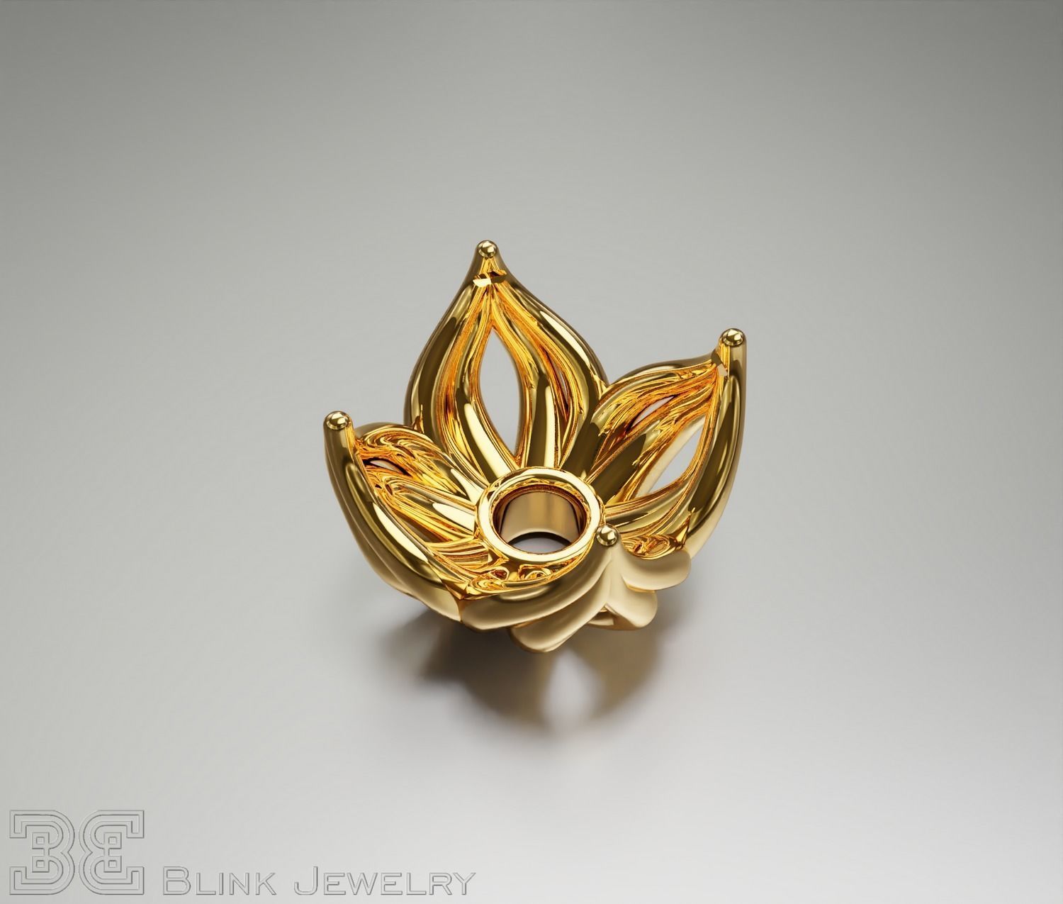 earring head lotus flower shape engagement stud ear ring package 3D print model_13