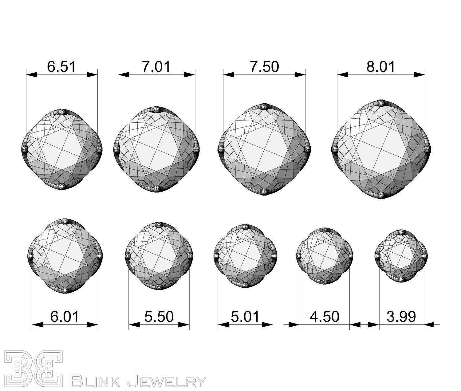 earring head lotus flower shape engagement stud ear ring package 3D print model_2