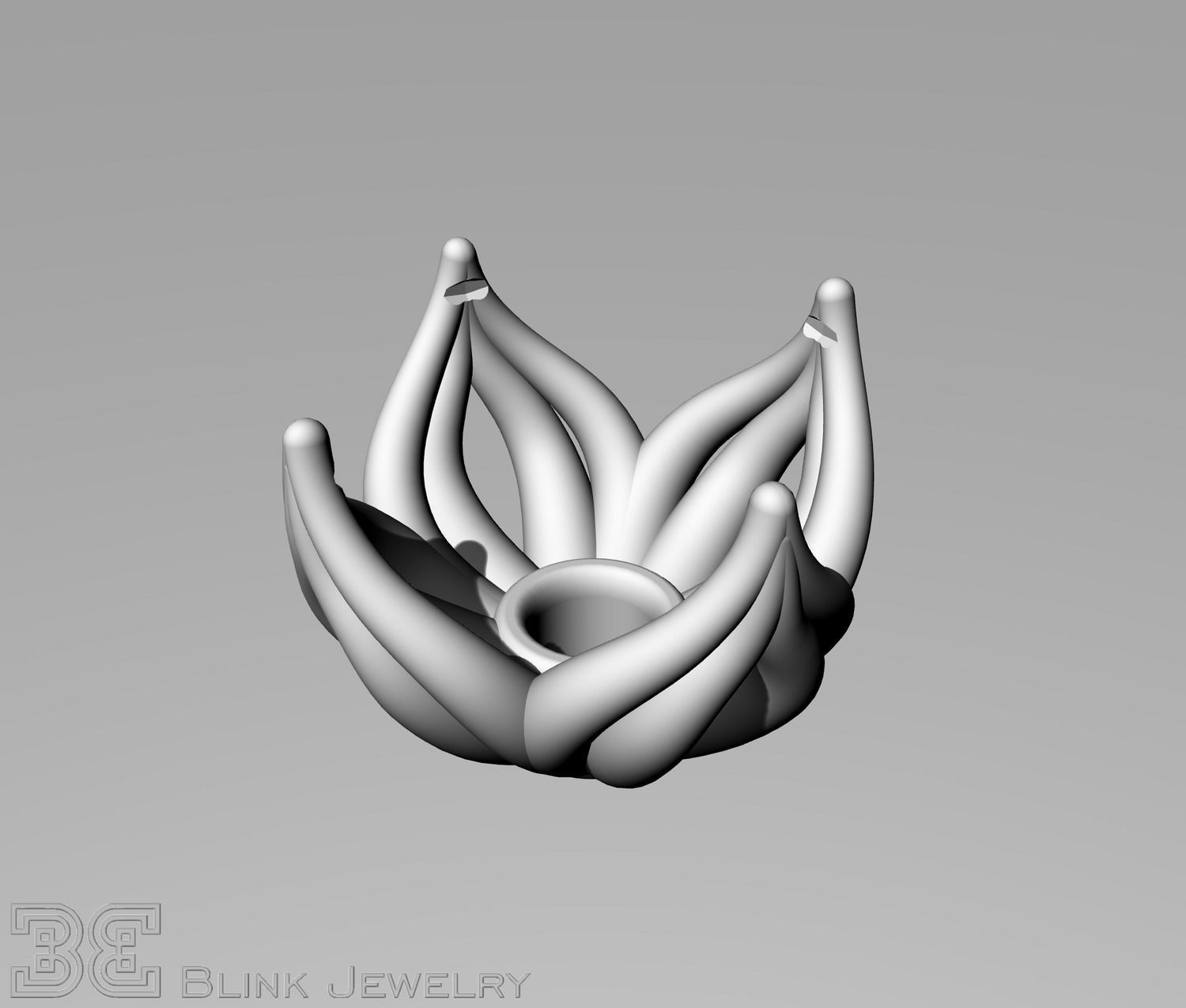 earring head lotus flower shape engagement stud ear ring package 3D print model_18