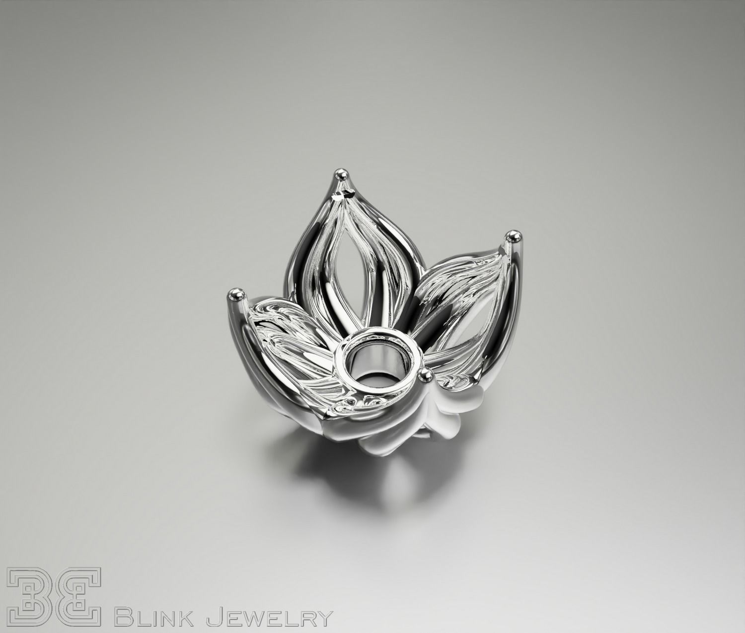 earring head lotus flower shape engagement stud ear ring package 3D print model_15