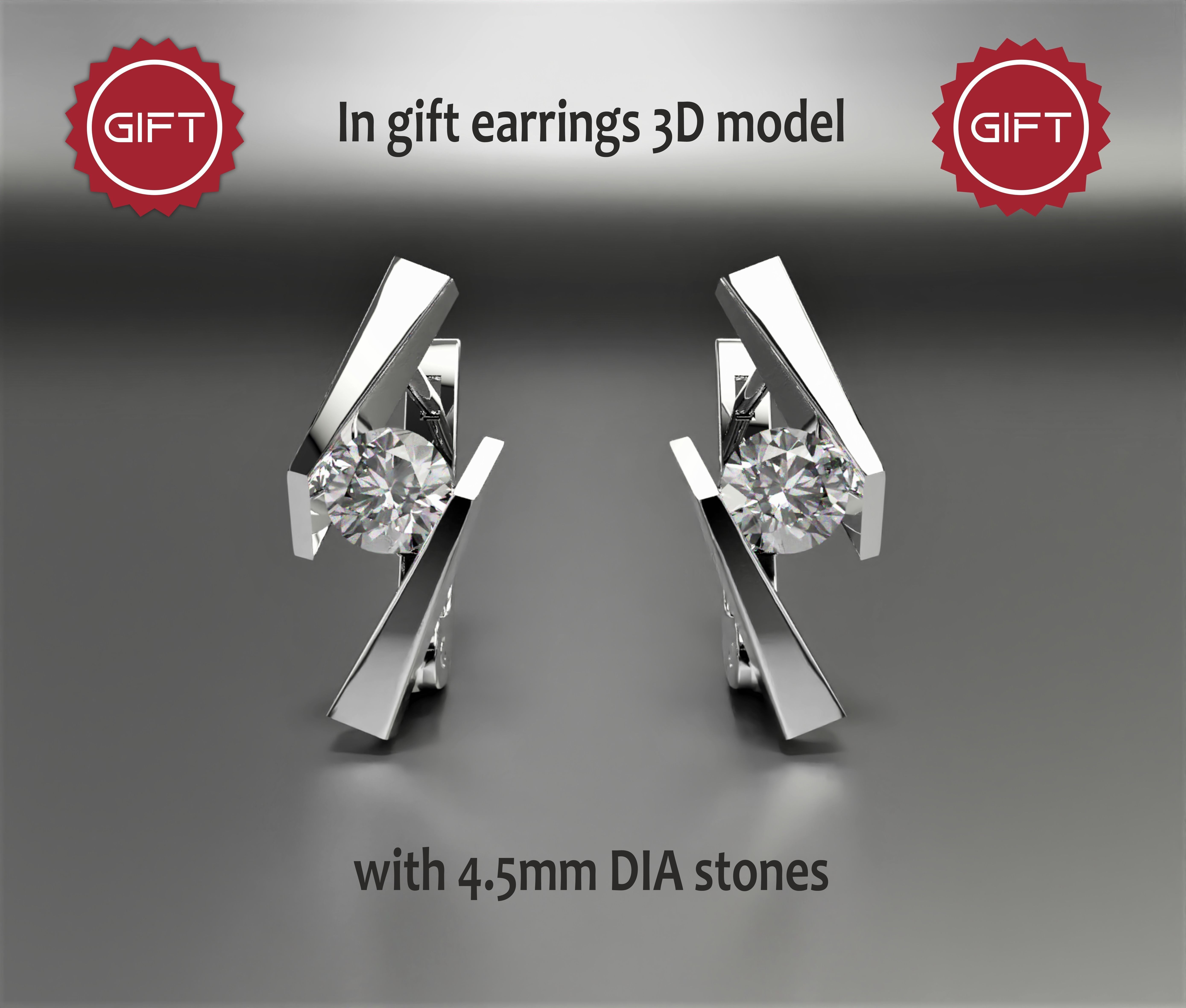 earring head lotus flower shape engagement stud ear ring package 3D print model_21