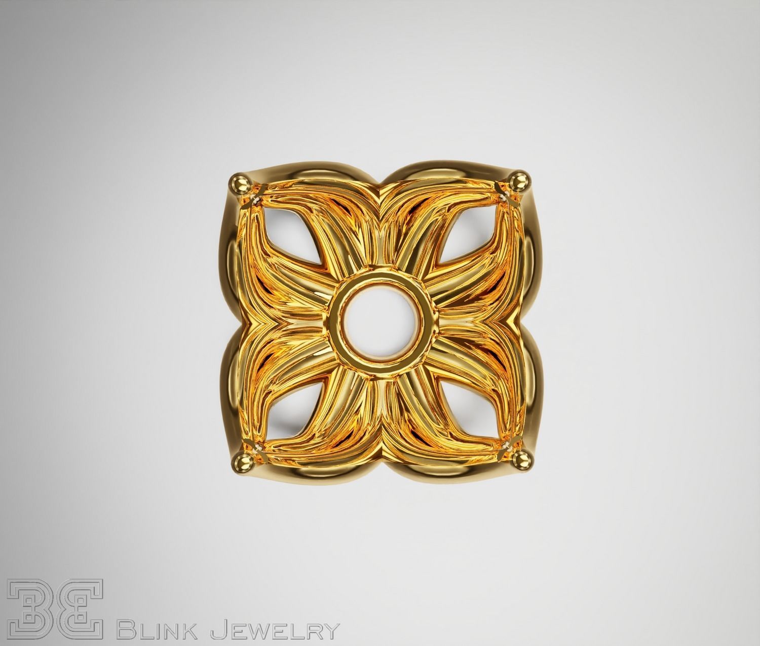 earring head lotus flower shape engagement stud ear ring package 3D print model_11