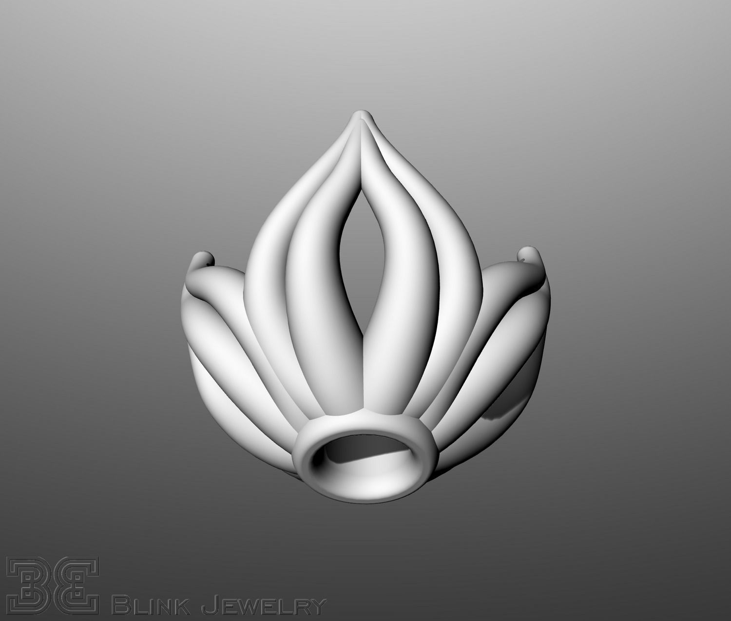 earring head lotus flower shape engagement stud ear ring package 3D print model_19