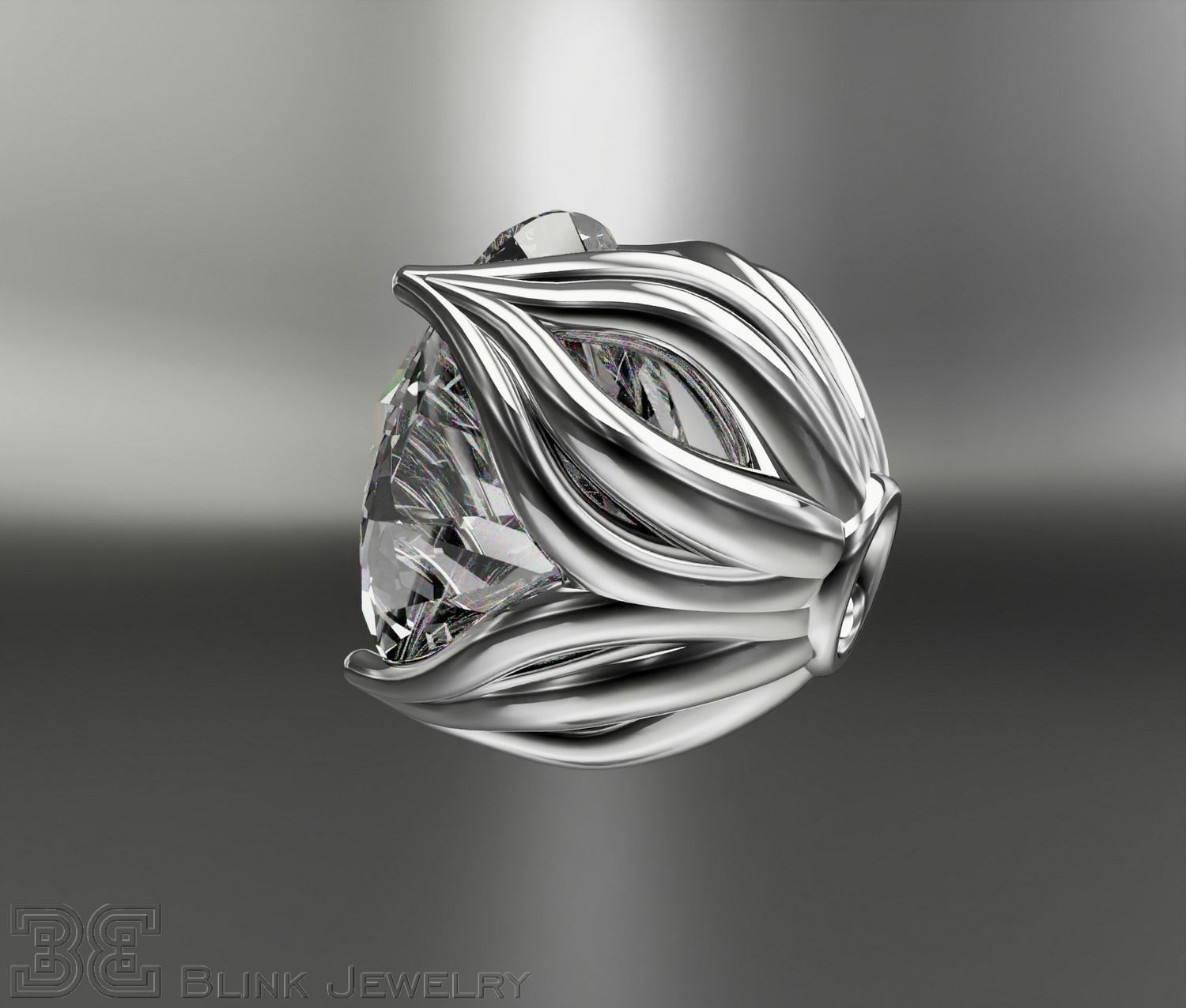 earring head lotus flower shape engagement stud ear ring package 3D print model_8