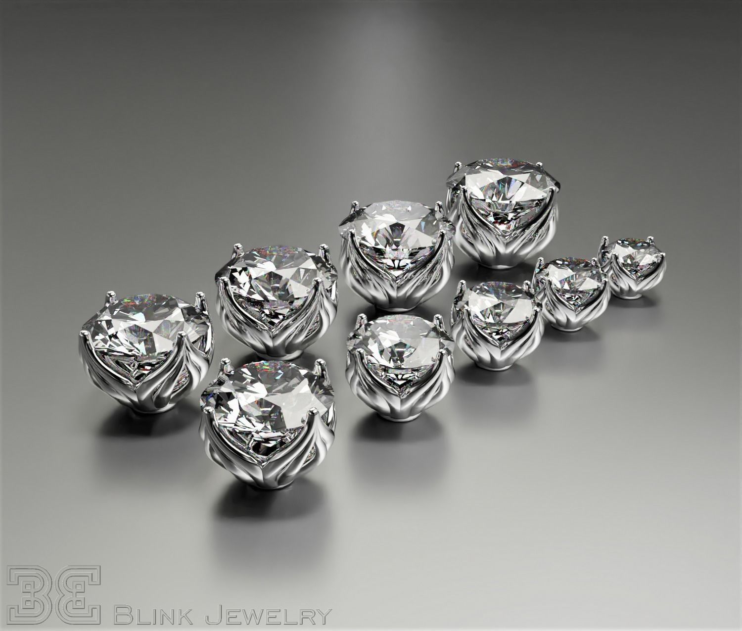 earring head lotus flower shape engagement stud ear ring package 3D print model_6