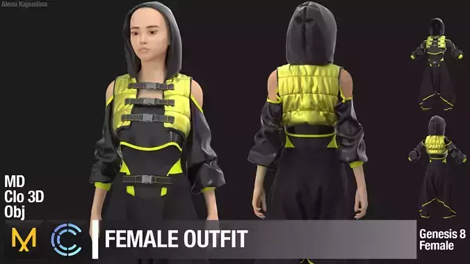 Female outfit  Marvelous Designer  Clo 3D project 3D model