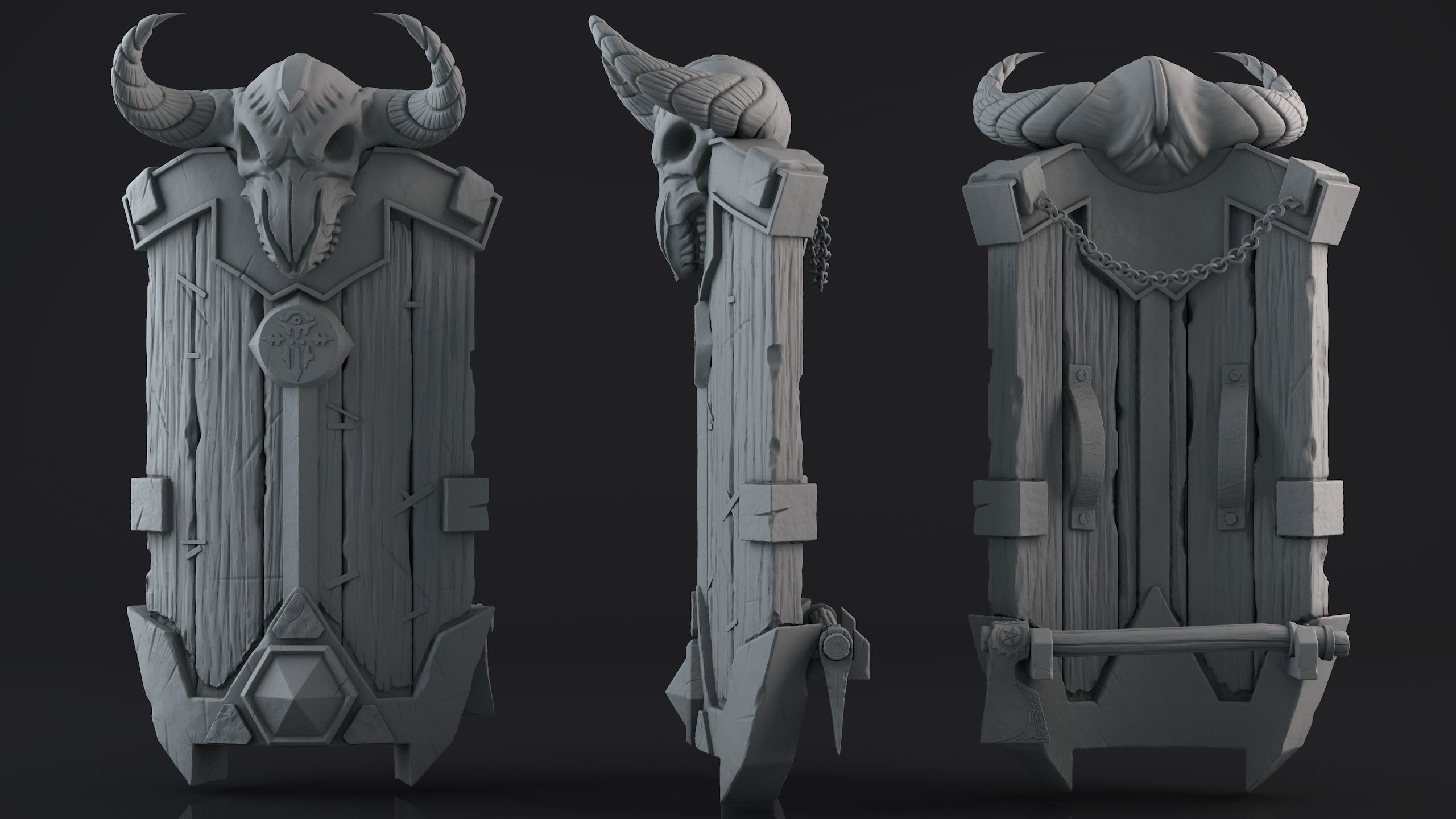 Game Ready Battle Shield Low-poly 3D model_1