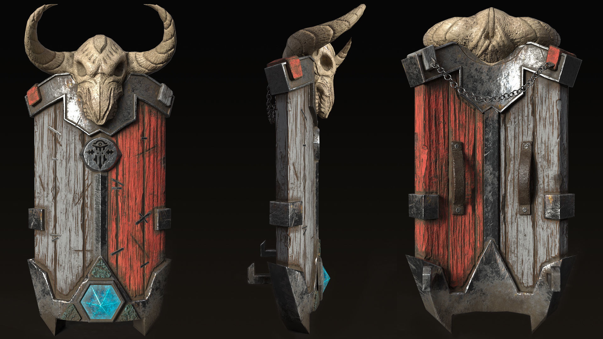 Game Ready Battle Shield Low-poly 3D model_0