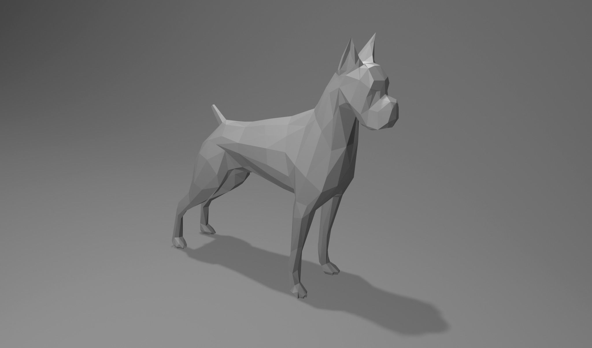 American Boxer Dog Lowpoly 3D print model_4