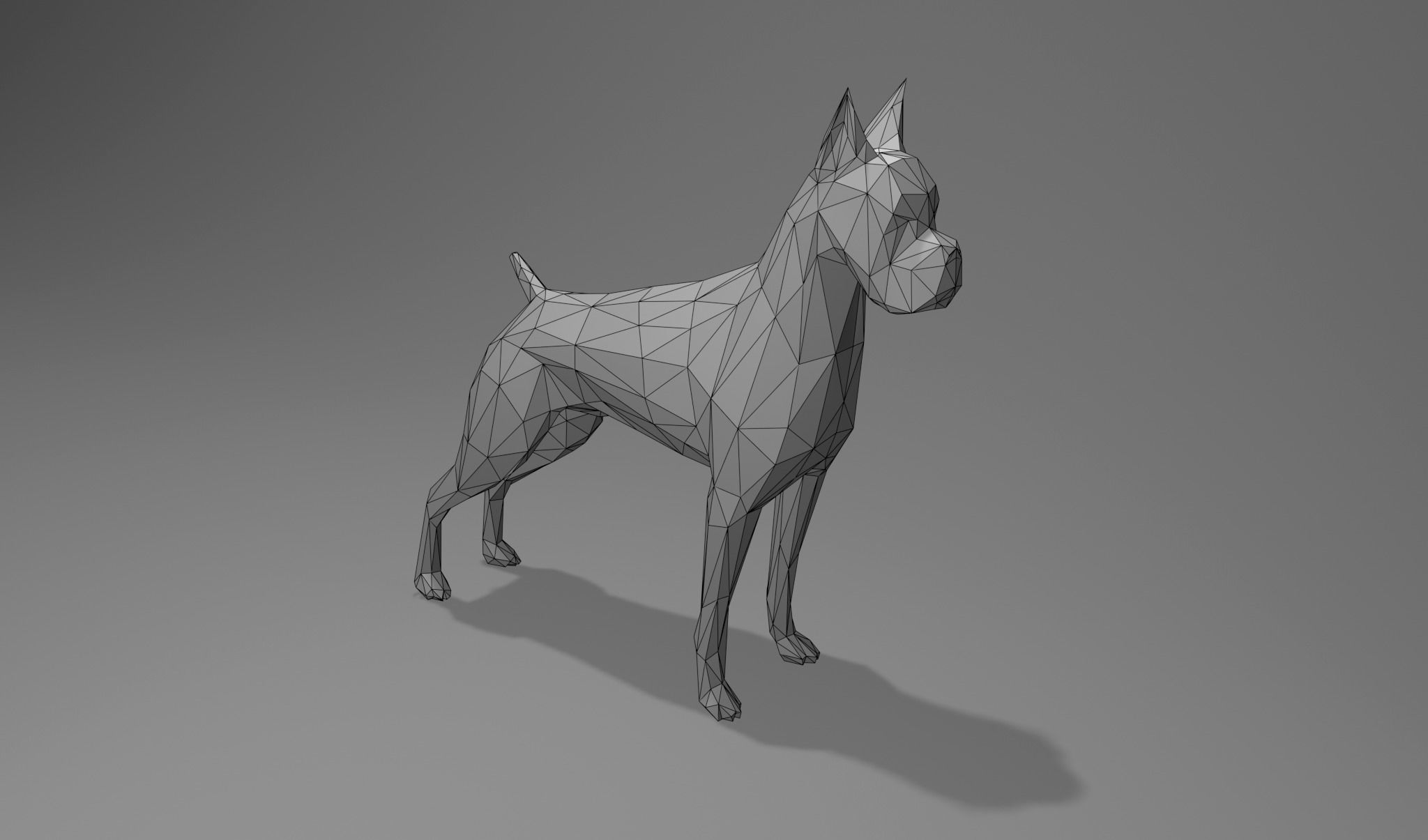 American Boxer Dog Lowpoly 3D print model_5