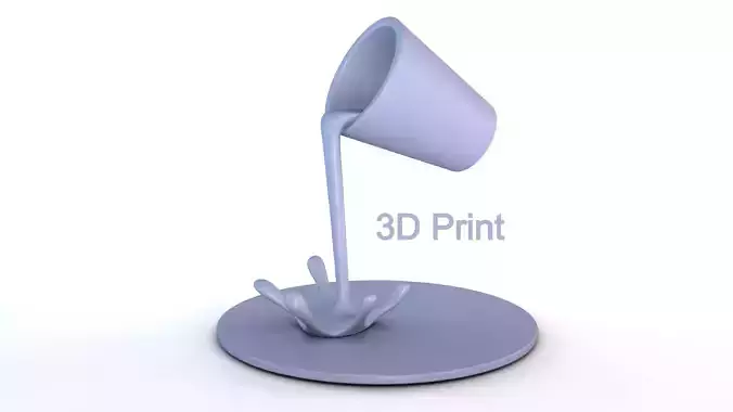 Floating cup - Pouring water  sculpture 3d printable model 3D print model