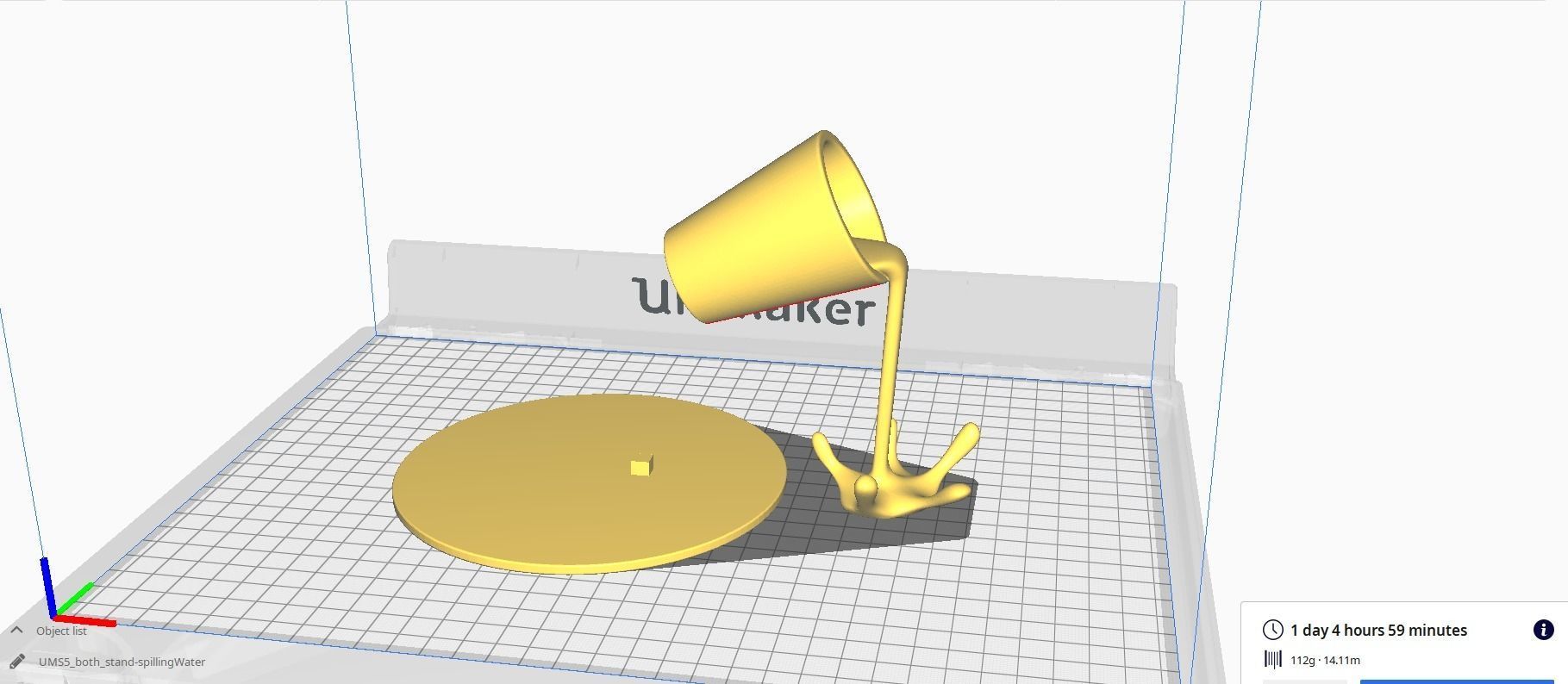 Floating cup - Pouring water  sculpture 3d printable model 3D print model_3