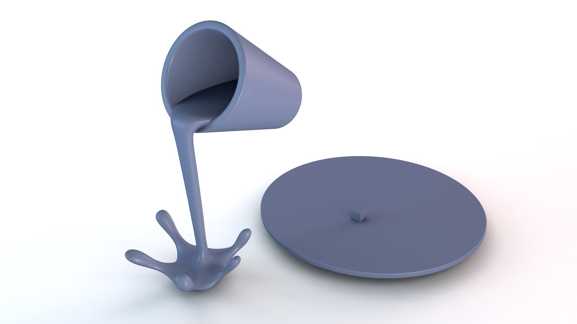 Floating cup - Pouring water  sculpture 3d printable model 3D print model_2